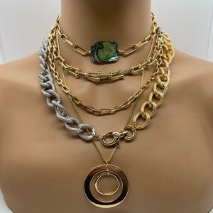 Gold and Silver Layered Necklace Set